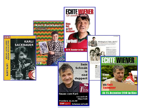 Diverse Plakate mit Karli Sackbauer